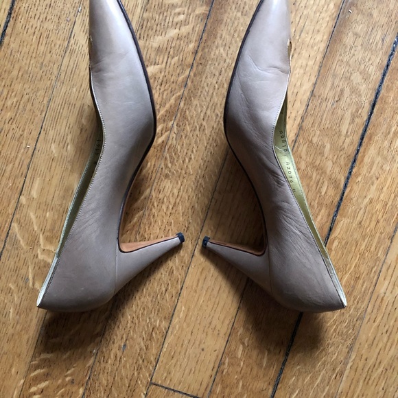 Like New Pink Leather Pumps with Gold Detail- Made in Italy size 10 - Picture 3 of 6